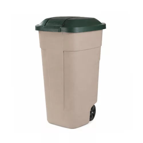 Plastikowy pojemnik zewnętrzny 110l beżowo-zielony