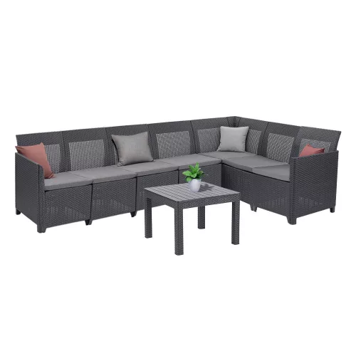 Narożnik 7-osobowy Claire XI ze stołem Orlando