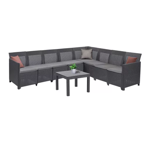 Narożnik 8-osobowy Claire XI ze stołem Orlando