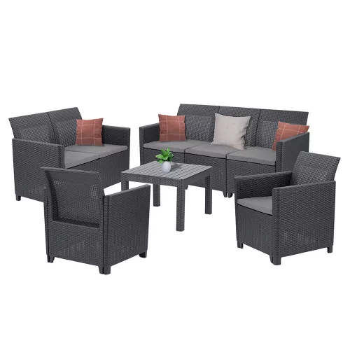 Zestaw 7-osobowych mebli ogrodowych Claire VI ze stołem Orlando