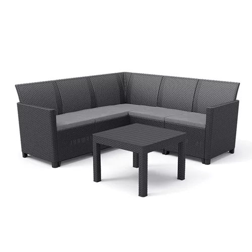 Narożny zestaw ogrodowy Claire z 5 miejscami siedzącymi i stołem Orlando