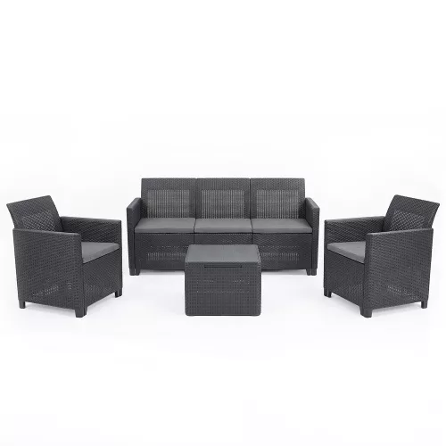 Zestaw mebli ogrodowych Claire z 5 miejscami siedzącymi i stołem z poduszkami