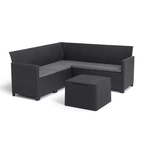 Narożny zestaw ogrodowy Claire z 5 miejscami siedzącymi i stołem z poduszkami