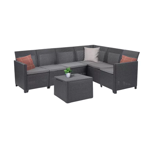 Narożnik Claire VII 6-osobowy ze stolikiem z poduszkami