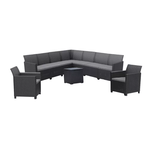 Claire IV 9-osobowy zestaw mebli ogrodowych ze stołem do przechowywania vigo