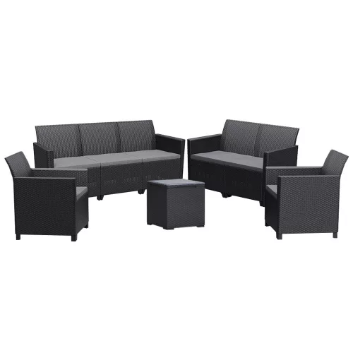 7-osobowy zestaw mebli ogrodowych Claire V ze stołem do przechowywania vigo