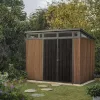 Plastikowy domek ogrodowy Signature PENT 9x7 Venice brązowy