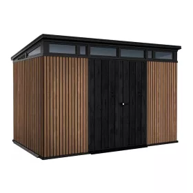   Plastikowy domek ogrodowy Signature PENT 11x7 Venice brązowy