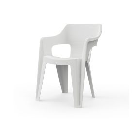   Plastikowe krzesło ogrodowe Bilboa Iowback z podłokietnikiem białym