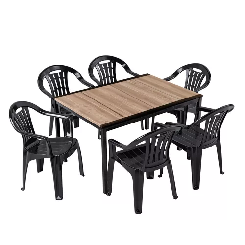 Zestaw mebli ogrodowych Rowen 6+1 popielato-grafitowy