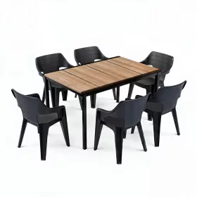 Zestaw mebli ogrodowych Ravello 6+1 popielato-czarny