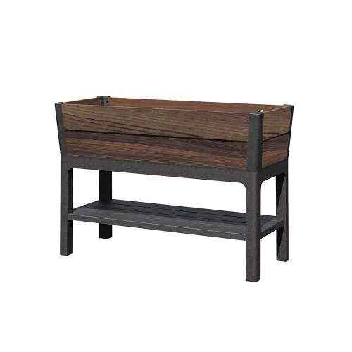 Podwyższona plastikowa donica ogrodowa Deco z dolną półką 110L