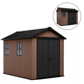   Newton Plus seroki 9 x 7,5 plastikowy domek ogrodowy brązowy