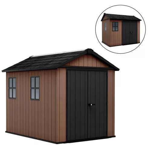 Newton Plus seroki 9 x 7,5 plastikowy domek ogrodowy brązowy
