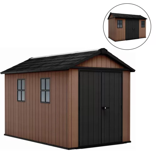 Newton Plus seroki 11 x 7,5 plastikowy domek ogrodowy brązowy