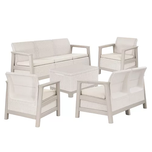 Zestaw mebli ogrodowych Scandi Big linea duo ze stołem do przechowywania z juty