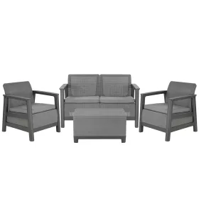   Zestaw mebli ogrodowych Scandi Box linea duo z jutowym stołem do przechowywania