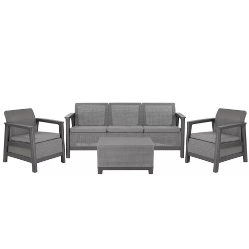 Zestaw mebli ogrodowych Scandi Love linea duo z jutowym stołem do przechowywania