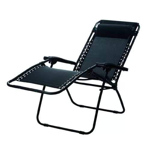 Czarna rozkładana leżanka Delux