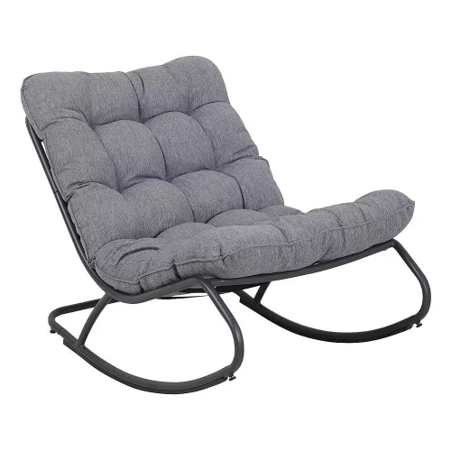 Ogrodowy fotel bujany Vibe z szarą poduszką