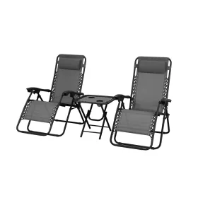 Zestaw Delux 2x leżanka i stolik szary