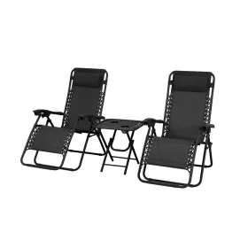 Zestaw Delux 2x leżanka i stolik czarny