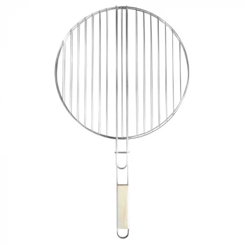 Okrągły ruszt grillowy z drewnianym uchwytem 40 cm