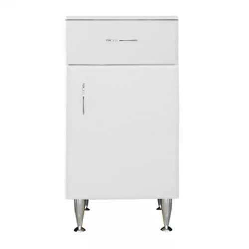 Szafka niska Bianca Plus 45 z 1 drzwiami, 1 szufladą, biały wysoki połysk, prawa