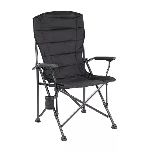 Krzesło wędkarskie Leziter XL z podłokietnikiem i uchwytem na kubek czarny