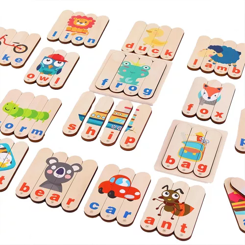 Drewniana gra edukacyjna do nauki języka angielskiego