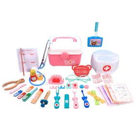   Drewniana zabawka dentystyczna z 38 akcesoriami w kolorze różowym