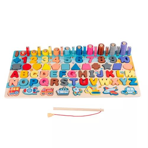 Logarytmiczne dopasowywanie kształtów i edukacyjna drewniana zabawka Montessori