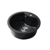 Okrągły jednokomorowy zlewozmywak granitowy Dorin z syfonem czarnym