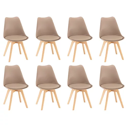 Krzesło do jadalni Silla 8 sztuk w kolorze beżowym