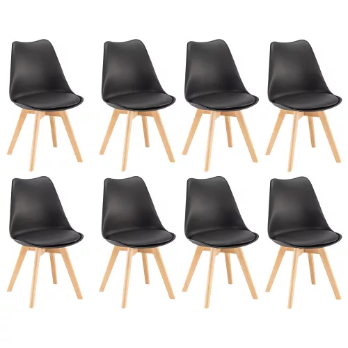Krzesło do jadalni Silla 8 sztuk w kolorze czarnym