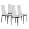 4 białe skórzane krzesła do jadalni z wysokim oparciem