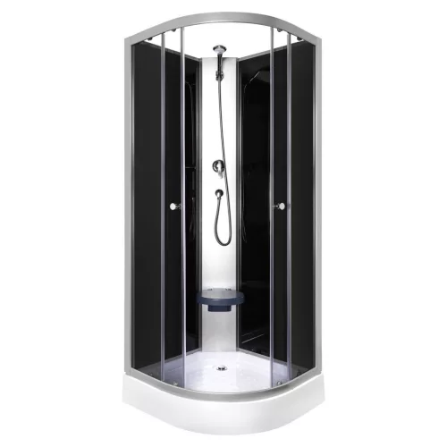 Evora Black 90 kabina prysznicowa z panelem tylnym i brodzikiem