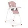 Krzesełko do karmienia z regulacją wysokości i paskami z ekoskóry, podwójna tacka, różowy