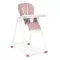 Krzesełko do karmienia z regulacją wysokości i paskami z ekoskóry, podwójna tacka, różowy