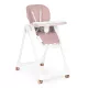 Krzesełko do karmienia z regulacją wysokości i paskami z ekoskóry, podwójna tacka, różowy