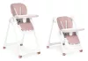 Krzesełko do karmienia z regulacją wysokości i paskami z ekoskóry, podwójna tacka, różowy