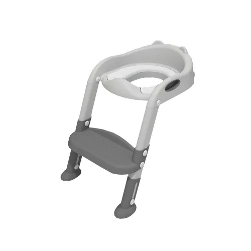 Toaleta ze zwężającymi się schodami w kolorze szarym