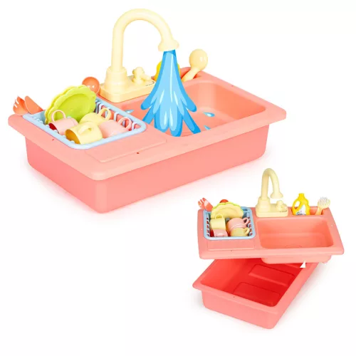 Wypełniony wodą zlew kuchenny z kranem 12 dodatkowych zabawek dla dzieci