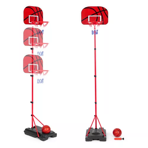 Obręcz do koszykówki dla dzieci o regulowanej wysokości, z pompką do piłek