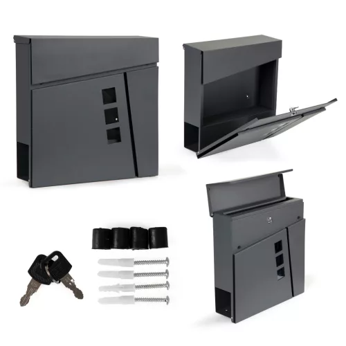 Ocynkowana stalowa skrzynka pocztowa z uchwytem na gazety antracytowe