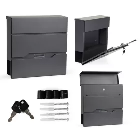   Ocynkowana stalowa skrzynka pocztowa z uchwytem na gazety antracytowe