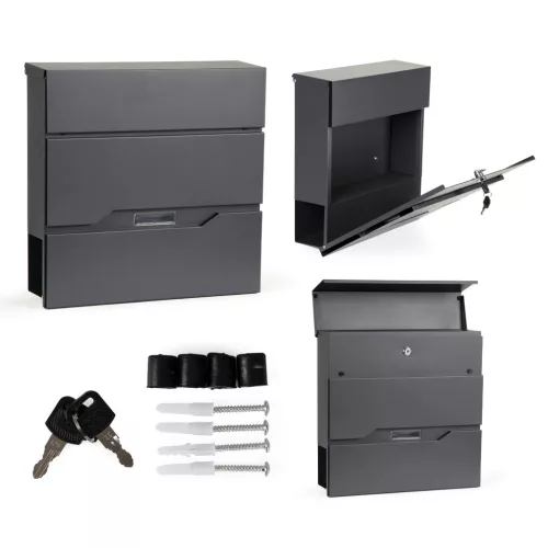 Ocynkowana stalowa skrzynka pocztowa z uchwytem na gazety antracytowe