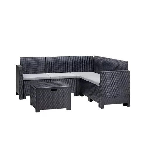 Narożny zestaw ogrodowy Nero z 5 miejscami siedzącymi