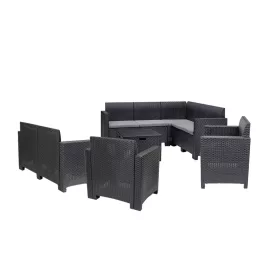 Zestaw 9-osobowych narożnych mebli ogrodowych Nero V