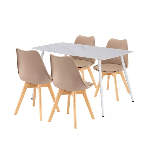 Zestaw jadalniany Ravena 4+1 biało-beżowy